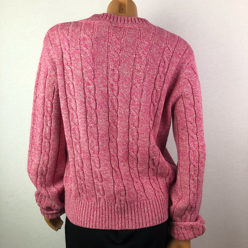 Lacoste pink cable knit zip wool cardigan Sz L 44 - Picture 2 of 8